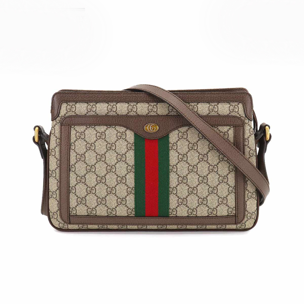 Gucci Ophidia Medium Shoulder Bag GG Supreme Leather Beige Brown